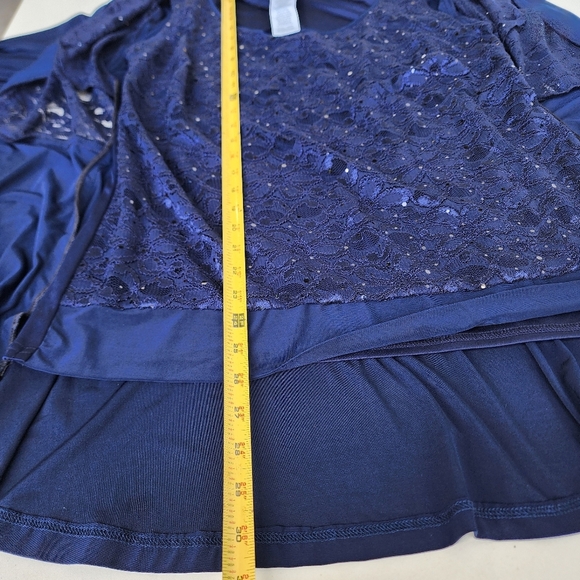 R&M Richards Women's Navy Blue Top  Sparkle Elegant Stretch 3/4 Sleeve Sz 14W - Picture 11 of 12